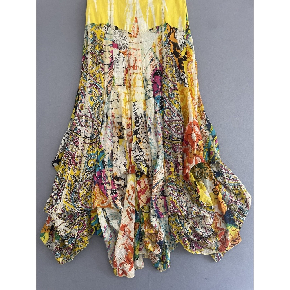 Solitaire Dress L Bohemian Tank Maxi‎ Patchwork Colorful Bustle Festival Tiered - Picture 13 of 16